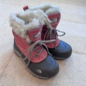 The North Face Pink and Gray Winter Snow Hiking Boots Shellista V lace up size 2